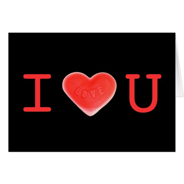 Carte Sweet Heart Black 'I love U' (Devant horizontal)