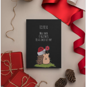 Carte Sweet Hedgehog Noël personnalisable
