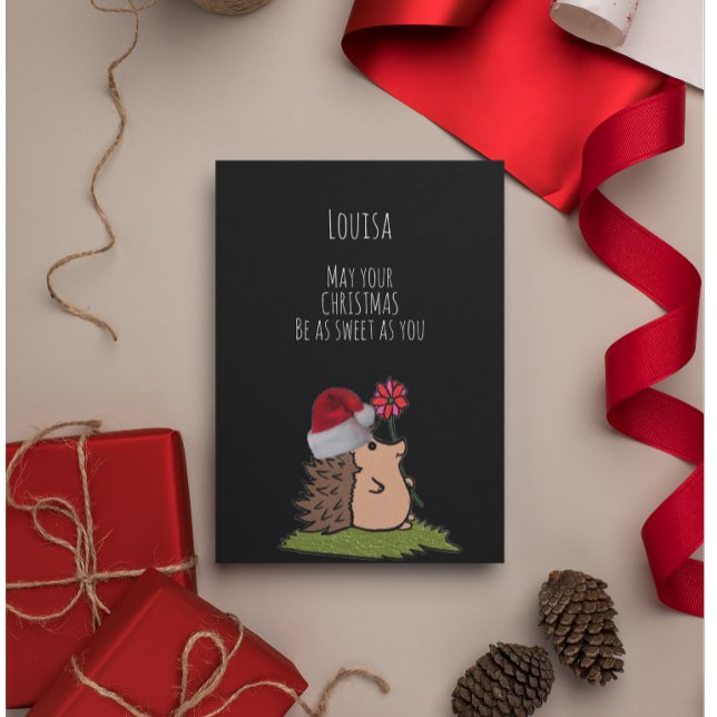 Carte Sweet Hedgehog Noël personnalisable (Créateur téléchargé)