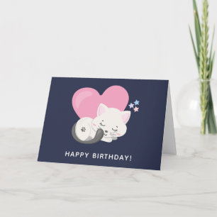 Carte Sweet Kitty Chat Dormir avec un grand coeur Annive