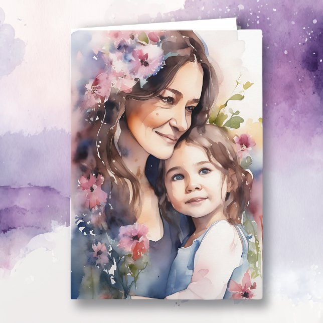 Carte Sweet Maman et Fille Purple | Fête des mères (Créateur téléchargé)