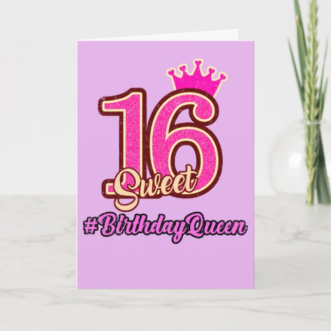 Carte Sweet sixteen Princesse Crown, reine du 16e annive (Devant)
