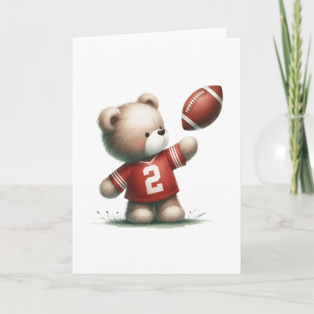 Carte Sweet Teddy Bear Football joueur Blank Grey (Devant)