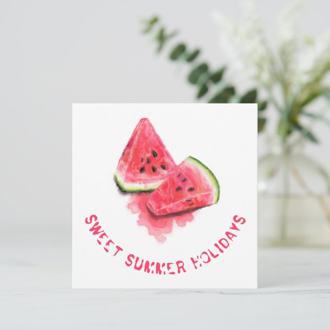 Carte Sweet Watermelon Summer Holiday Card Texte personn (Debout devant)