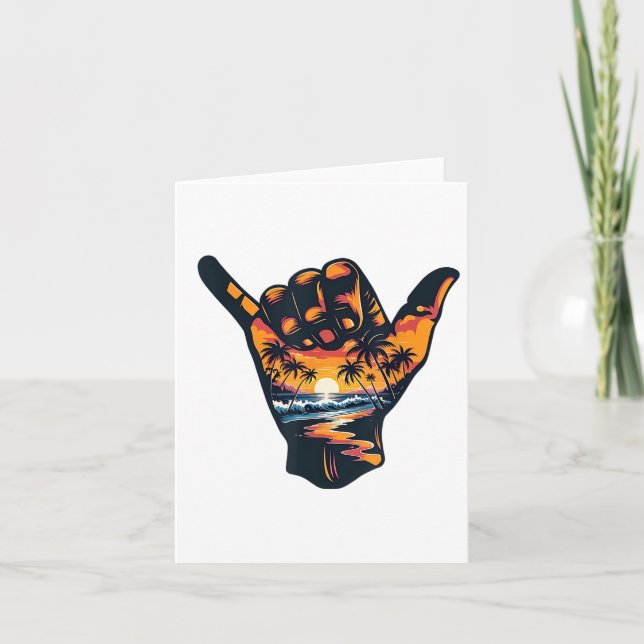Carte SYMBOLE À LA MAIN Aloha Surf de surf Vacances d'ét (Devant)