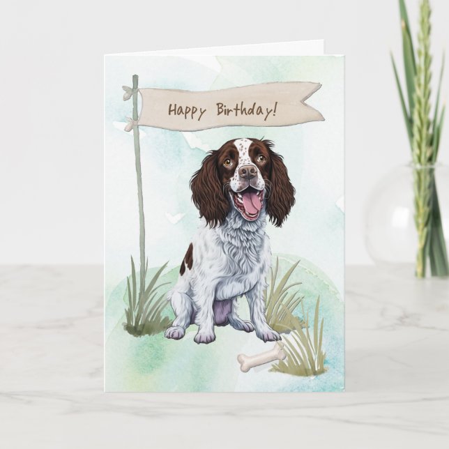 Carte Symbole anglais Springer Spaniel Dog Under Birday (Devant)