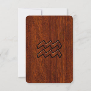 Carte Symbole Aquarius Zodiac Style acajou