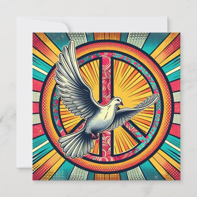 Carte Symbole Boho Retro Dove and Peace (Devant)