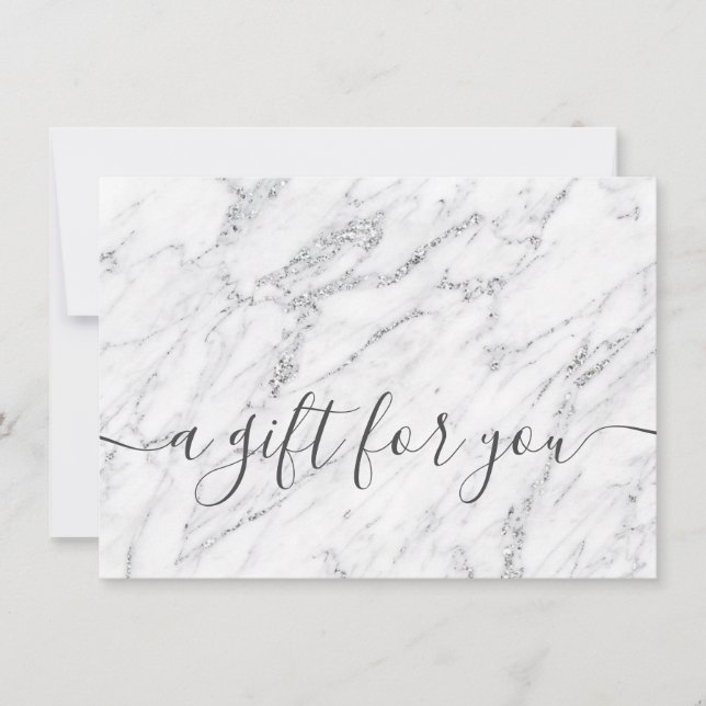 Carte Symbole cadeau élégant en marbre argenté tendance (Devant)