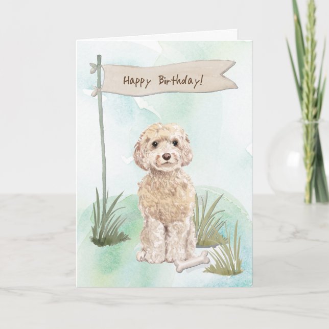 Carte Symbole Champagne Cockapoo Chien sous signe d'anni (Devant)