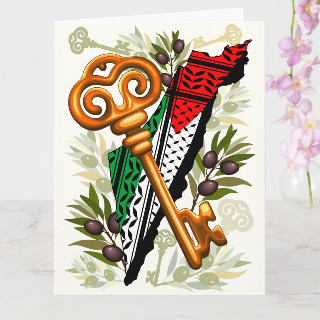 Carte Symbole clé palestinien du droit au retour (Orchidée)