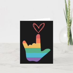 Carte Symbole d'amour arc-en-ciel Asl Sourde