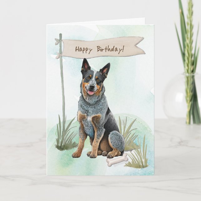 Carte Symbole d'anniversaire de la race de chien austral (Devant)