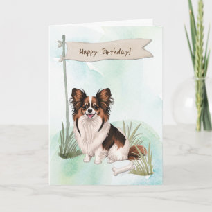 Carte Symbole d'anniversaire de la race de chien Papillo