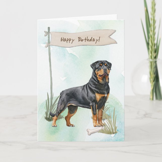 Carte Symbole d'anniversaire de la race de chien Rottwei (Devant)