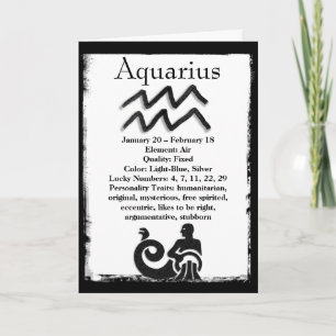 Carte SYMBOLE D'Astrologie Aquarius Horoscope Zodiac