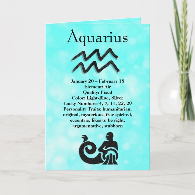 Carte SYMBOLE D'Astrologie Aquarius Horoscope Zodiac (Devant)