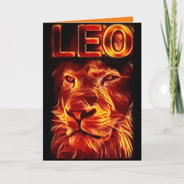 Carte Symbole de feu Leo Lion Anniversaire (Devant)