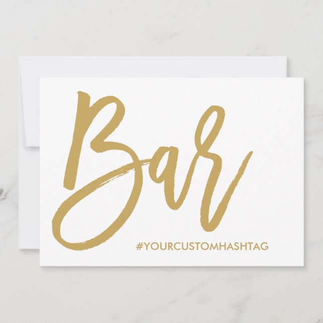 Carte Symbole de la barre de Mariage or Lettré à la main (Devant)