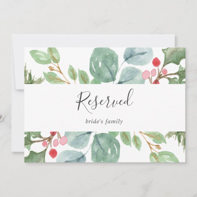 Carte Symbole de Noël Vert et Rouge Berry Réservé (Devant)