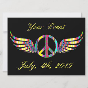 Carte Symbole de paix hippie ailé Thunder_Cove