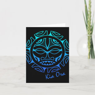 Carte Symbole de visage de culture bleu, danse Haka Kia 