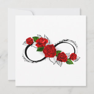Carte Symbole d'infini avec les roses rouges