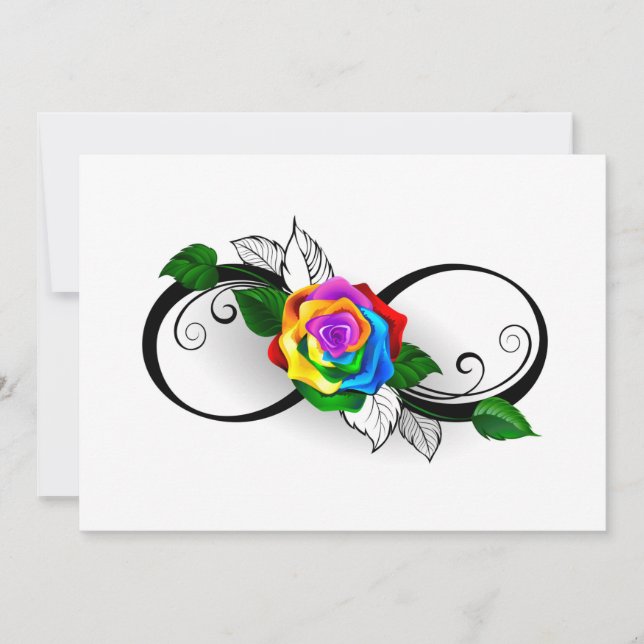 Carte Symbole d'infini avec Rose arc-en-ciel (Devant)
