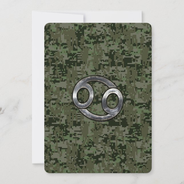 Carte Symbole du zodiaque Cancer sur camouflage numériqu (Devant)