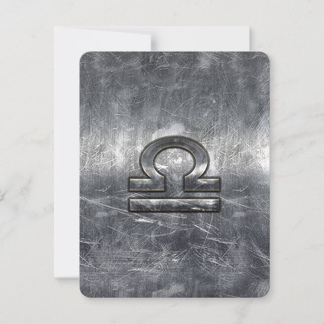 Carte Symbole du Zodiaque de Libra dans le style argenté (Devant)