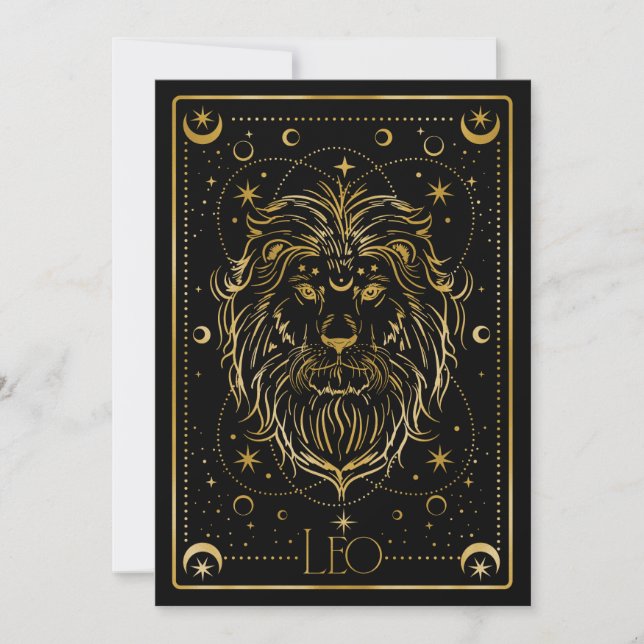 Carte Symbole du zodiaque Gold Leo (Devant)
