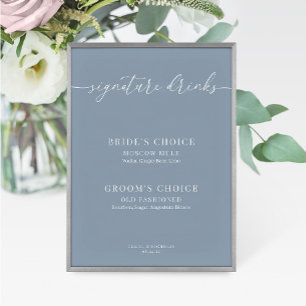 Carte Symbole Dusty Blue Modern Elégant Mariage Boissons