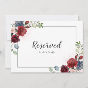 Carte Symbole Floral Burgundy Foliage Mariage Réservé