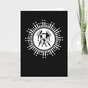 Carte Symbole Gemini Zodiac avec étoiles Noir et Blanc