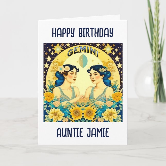 Carte Symbole Horoscope Jumeaux Gémeaux Anniversaire Cél (Devant)