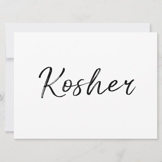 Carte Symbole "Kosher" | Style Lettré à la main (Devant)