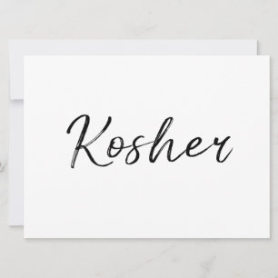 Carte Symbole "Kosher" Style Lettré à la main