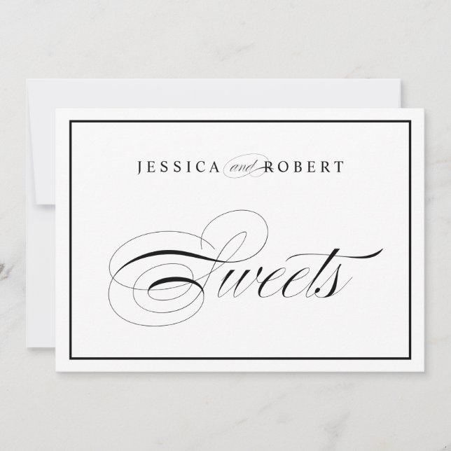 Carte SYMBOLE Mariage Élégant noir et blanc Script Sweet (Devant)