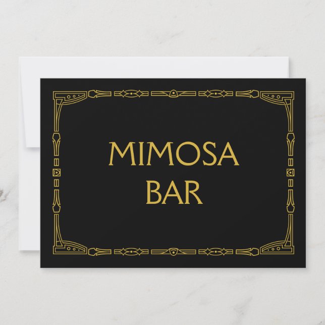 Carte Symbole Mariage "Mimosa Bar" Gold Art Déco (Devant)