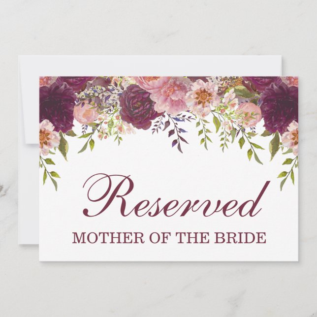 Carte SYMBOLE Mariage RÉSERVÉ Samantha Rustique Bourgogn (Devant)