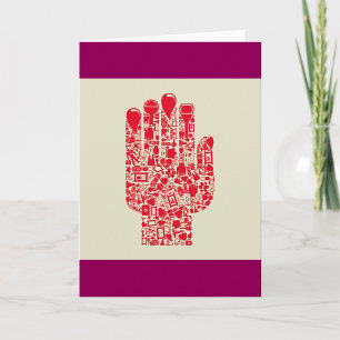 Carte Symbole médical main rouge soins de santé