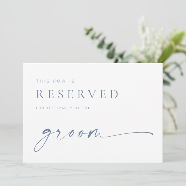 Carte Symbole moderne Chic Mariage Réservé Siège | Bleu (Debout devant)