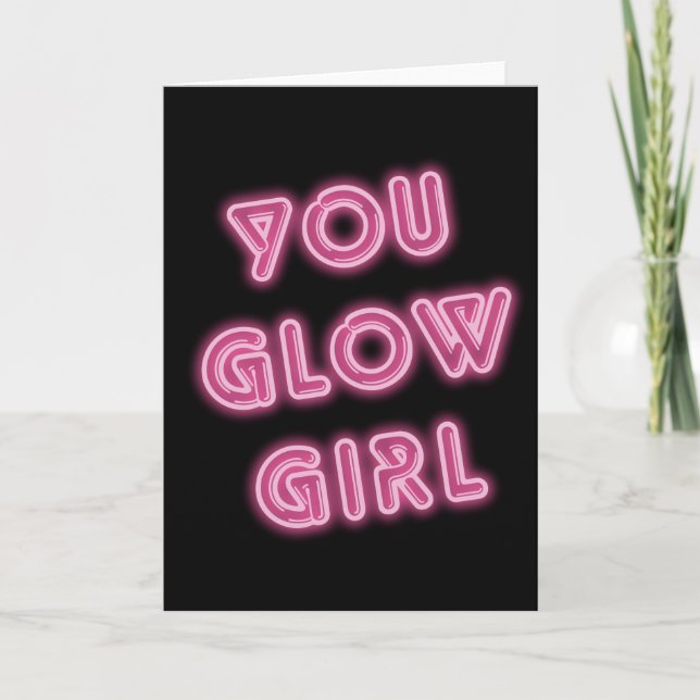 CARTE SYMBOLE NEON FILLE FLEUVE ANNIVERSAIRE (Devant)