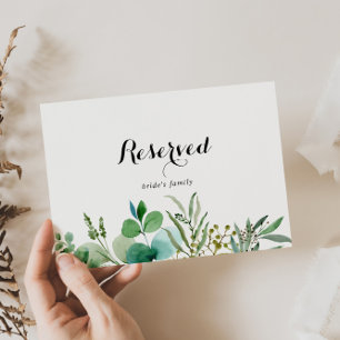 Carte Symbole Réservé du Mariage de calligraphie Eucalyp