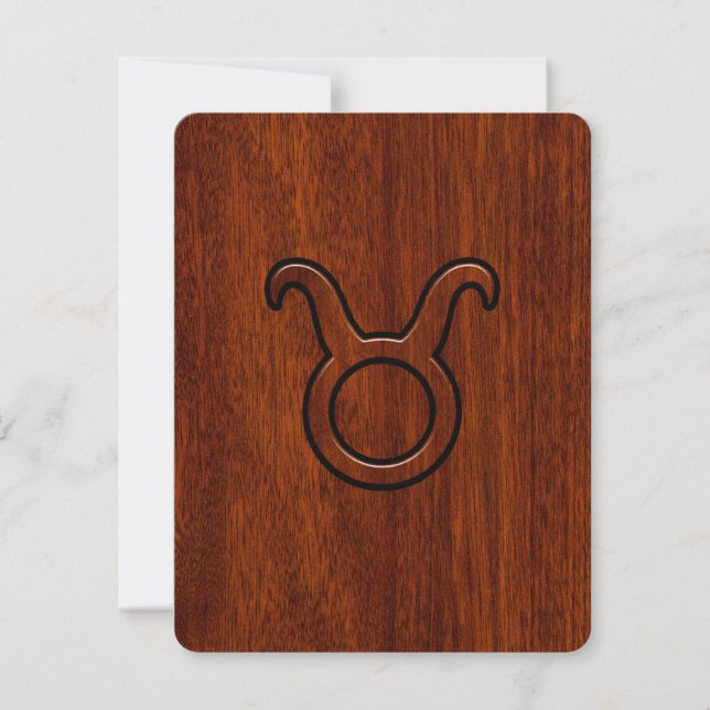Carte Symbole Taurus Zodiac en Mahogany Style imprimé (Devant)