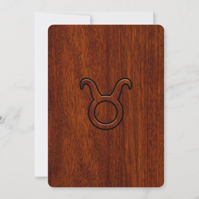 Carte Symbole Taurus Zodiac en Mahogany Style imprimé (Devant)