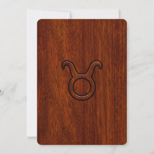 Carte Symbole Taurus Zodiac en Mahogany Style imprimé
