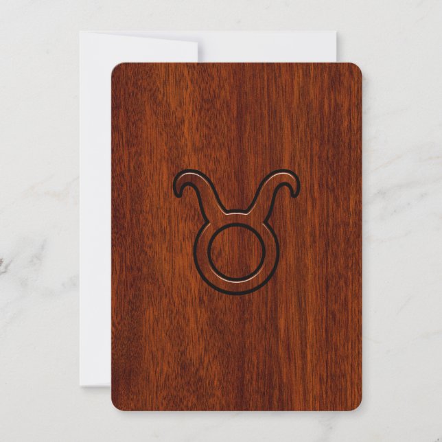 Carte Symbole Taurus Zodiac en Mahogany Style imprimé (Devant)