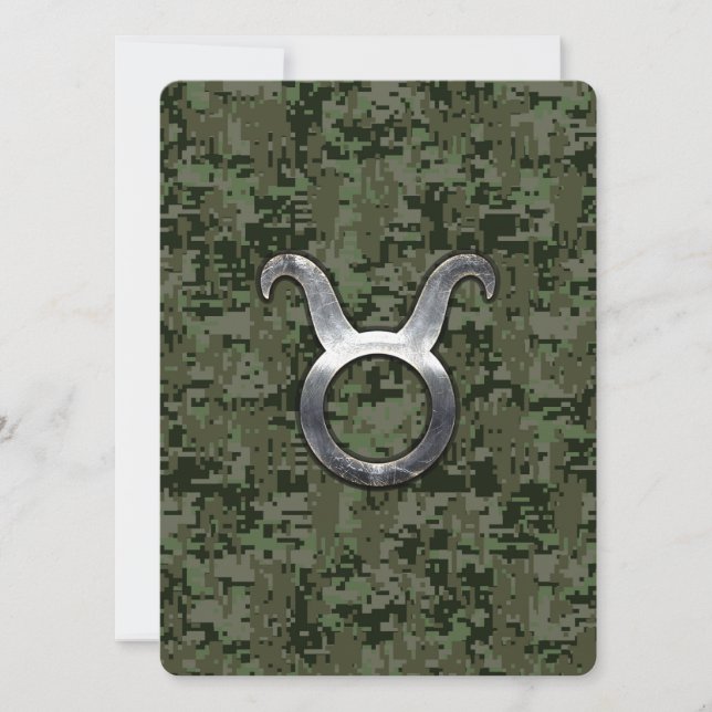 Carte Symbole Taurus Zodiac sur Camo numérique vert (Devant)