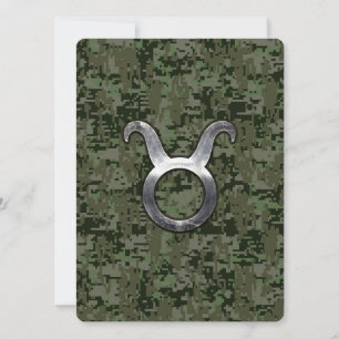 Carte Symbole Taurus Zodiac sur Camo numérique vert